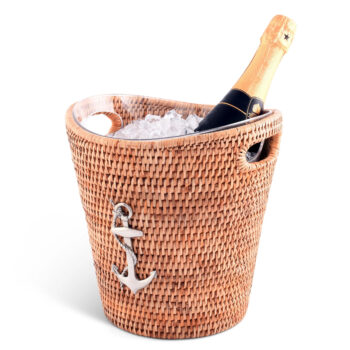 Vagabond House Anchor Hand Woven Wicker Rattan Champagne/Ice Bucket 10"T x 9.5"D