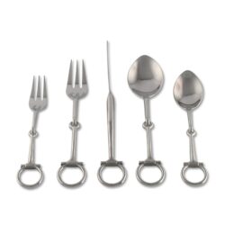 Vagabond House Equestian Bit Five Piece Place Setting Matte Stainless