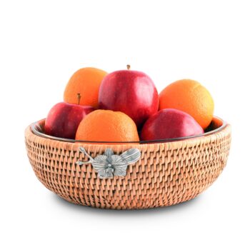 Vagabond House Orchids Hand Woven Wicker Rattan Serving Bowl 10.5"D - Image 3