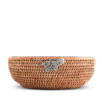 Vagabond House Orchids Hand Woven Wicker Rattan Serving Bowl 10.5"D