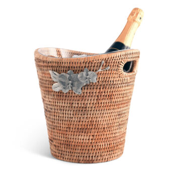 Vagabond House Orchids Hand Woven Wicker Rattan Champagne/Ice Bucket 10″T x 9.5″D