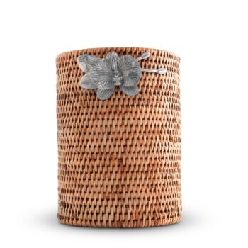 Vagabond House Orchids Hand Woven Wicker Rattan Utensils/Wine Bottle Holder 8″H x 5.5″D