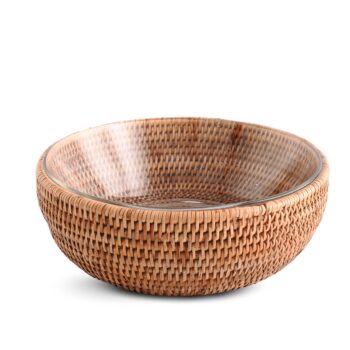 Vagabond House Hand Woven Wicker Rattan Serving Bowl 10.5″D - Image 2