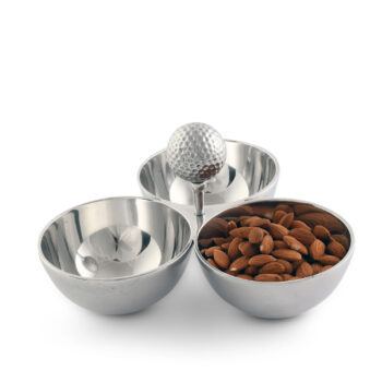 Vagabond House Golf Nut Bowl 3 Section 9"D x 5"T