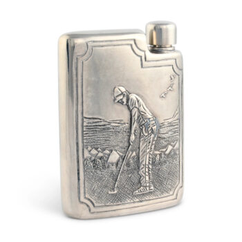 Vagabond House Golfer Pewter Flask 4.25" x 3.25"