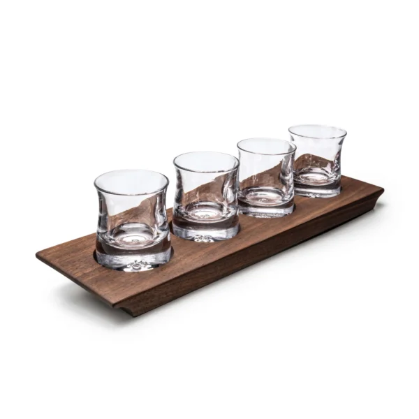 Simon Pearce Shoreham Whiskey Set With Walnut Wood Base