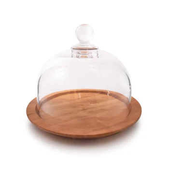 Simon Pearce Hartland Cheese Dome with Cherry Wood Base