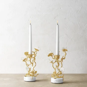 Michael Aram Butterfly Ginkgo Gold Candleholders - Set of 2