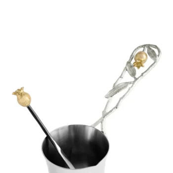 Michael Aram Pomegranate Silver & Gold Coffee Pot with Spoon - Image 3