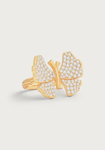 Anabel Aram Butterfly White Pavé Ring