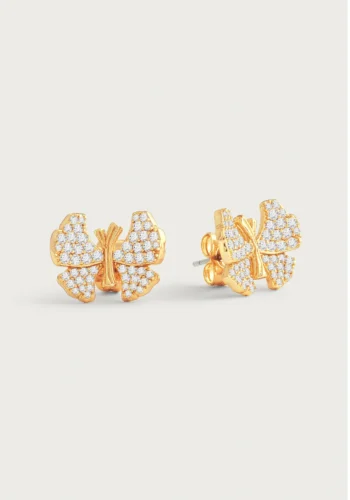 Anabel Aram Butterfly White Pavé Stud Earrings - Image 3
