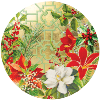 Christmas Garden Lacquer Placemat 15" Round