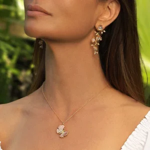 Anabel Aram Butterfly Pink Pavé Necklace