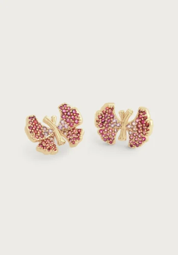 Anabel Aram Butterfly Pink Pavé Stud Earrings