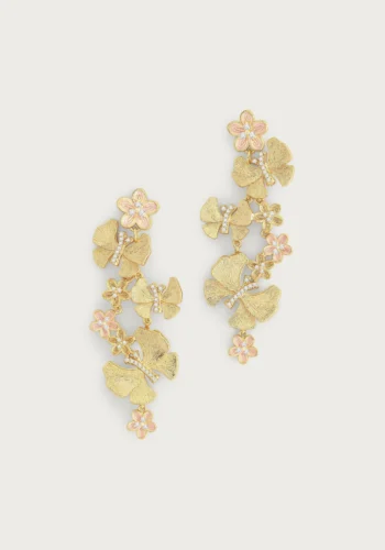 Anabel Aram Butterfly With Flowers Dangle Earrings