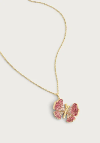 Anabel Aram Butterfly Pink Pavé Necklace