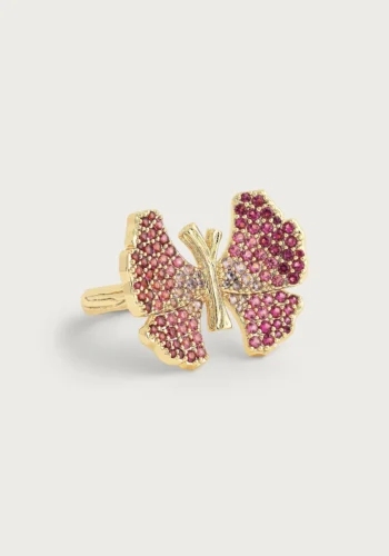 Anabel Aram Butterfly Pink Pavé Ring