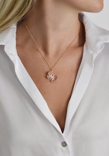 Anabel Aram Butterfly Pink Pavé Necklace - Image 2