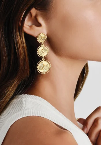 Anabel Aram Butterfly Coin Drop Earrings - Image 2