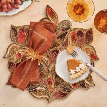 Kim Seybert Gilded Leaves Napkin Ring - Set of 4 - Image 3