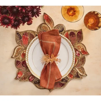 Kim Seybert Gilded Leaves Napkin Ring - Set of 4 - Image 2
