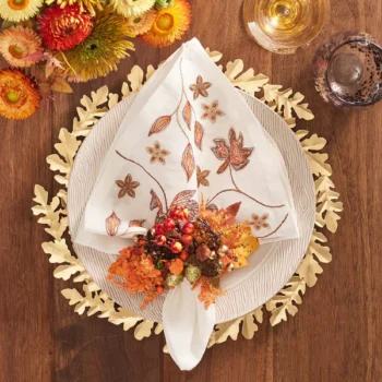Kim Seybert Gilded Leaves Charger - Set of 4 - Image 2