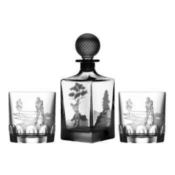 Varga Art Crystal GOLF BOX SET 1 DECANTER 2 DOF
