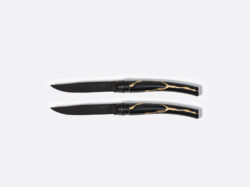 Bernardaud KINTSUGI Charbon Set of 2 Miroir Noir blade table knives 8.9"L