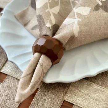 Bodrum Faceted Wood Napkin Ring