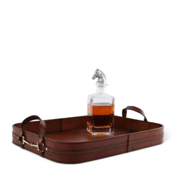 Vagabond House Premium Genuine Leather Bit Serving Tray – Perfect for Entertaining 15" x 20"