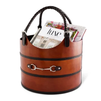 Vagabond House Premium Genuine Leather Equestrian Bit Magazine Basket 15.25"W