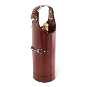Vagabond House Premium Genuine Leather Bit Single Wine Bottle Carrier - Image 2