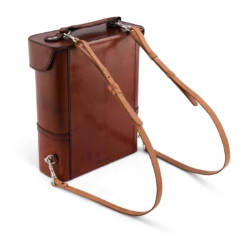 Vagabond House Premium Genuine Leather Double Wine Bottle Carrier / Tote with Bit Design 12"Tall - Image 2
