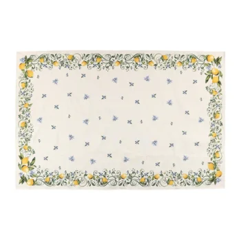 Vietri Tavola Lemons With Blue Flowers Tablecloth - Image 3