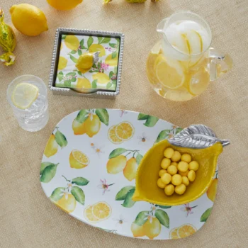 Mariposa Tray Chic Lemons and Blossoms Platter 14" x 10" - Image 2