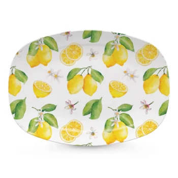 Mariposa Tray Chic Lemons and Blossoms Platter 14" x 10"