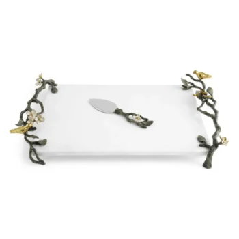 Michael Aram Lovebirds Cheese Board with Knife 18"L x 11" W x 3.5"H - Image 2