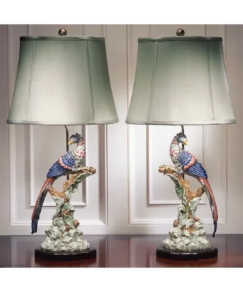 Mottahedeh Brighton Pavilion Bird Lamps, Pair 32"H
