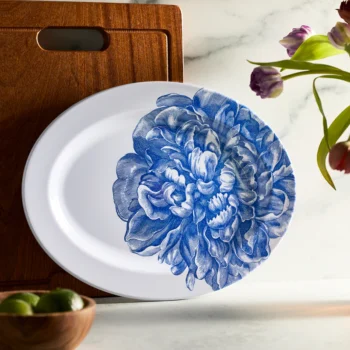 Caskata Peony Melamine Oval Rimmed Platter - Image 2