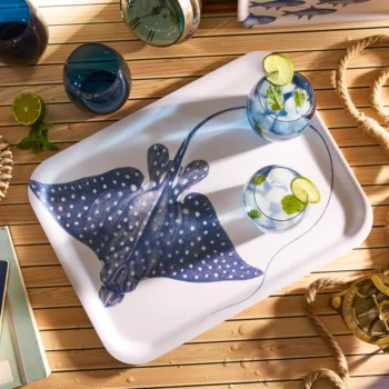 Caskata Spotted Stingray Large Rectangular Birchwood Tray - Image 2
