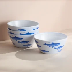 Caskata School of Fish Melamine Cereal Bowls, Set of 4