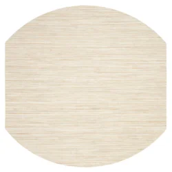 ! Bodrum Linens Grasscloth Square Elliptical Placemat in Ecru 16", Set/4
