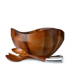 Nambe Billow Salad Bowl w/Servers 12"D x 6.5"H