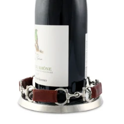 Vagabond House Equestrian Horse Bit Leather Wine Coaster 5.75"W x 1.5"T