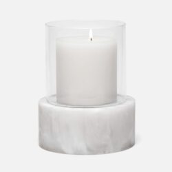 Pigeon and Poodle Milo White Swirl Resin Hurricane 9.5"W x 12.5"H