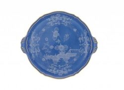 Ginori 1735 Oriente Italiano Pervinca Cake Plate with Handles 12"D