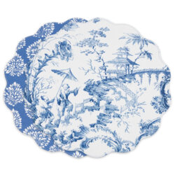 BEATRIZ BALL VIDA Chinoiserie Reversible Round Placemats Set of 4 (Blue & White)