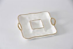 Pampa Bay Golden Handles Square Chip & Dip 13.25 × 11.5 × 3 in